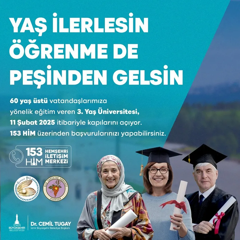 İzmir Büyükşehir Belediyesi’nden 60 yaş ve üstü yurttaşlar için ücretsiz üniversite