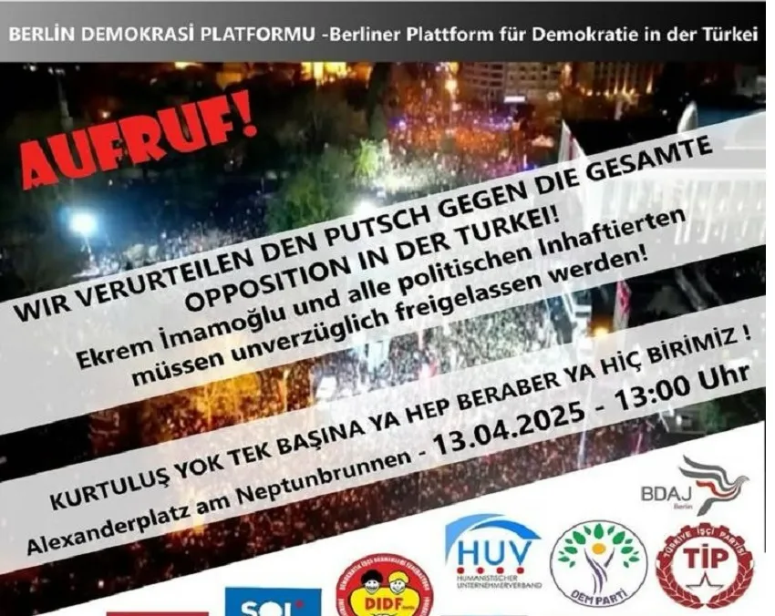 Berlin’de Ekrem İmamoğlu’na Destek Mitingi Düzenlendi